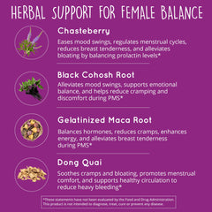 Happy Healthy Hippie Hormone Balance dong quai herb closeup.