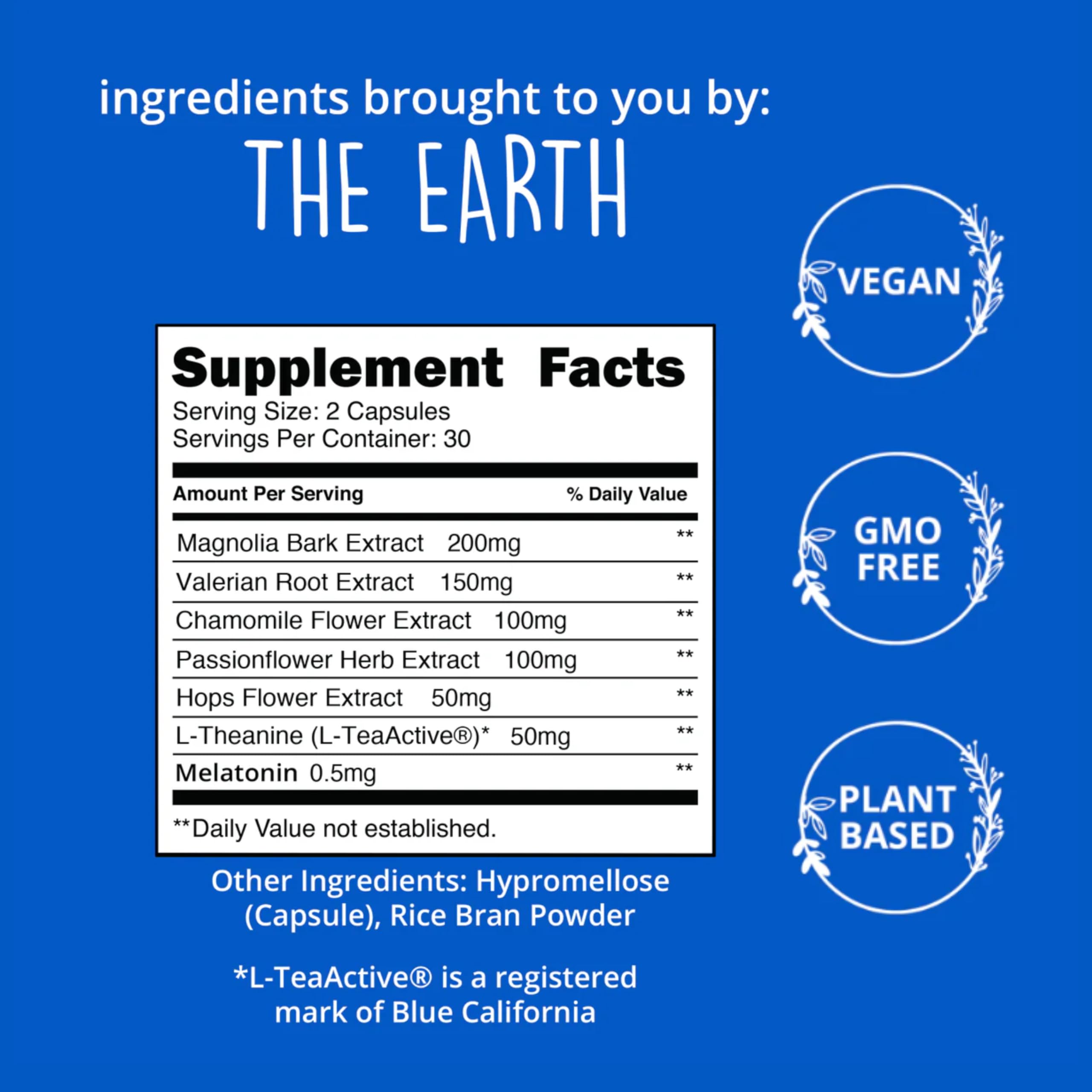 Happy Healthy Hippie L-Theanine capsules promote calm focus and ease