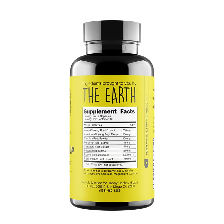 Happy Healthy Hippie piperine absorption enhancer bottle close-up signals improved bioavailability.