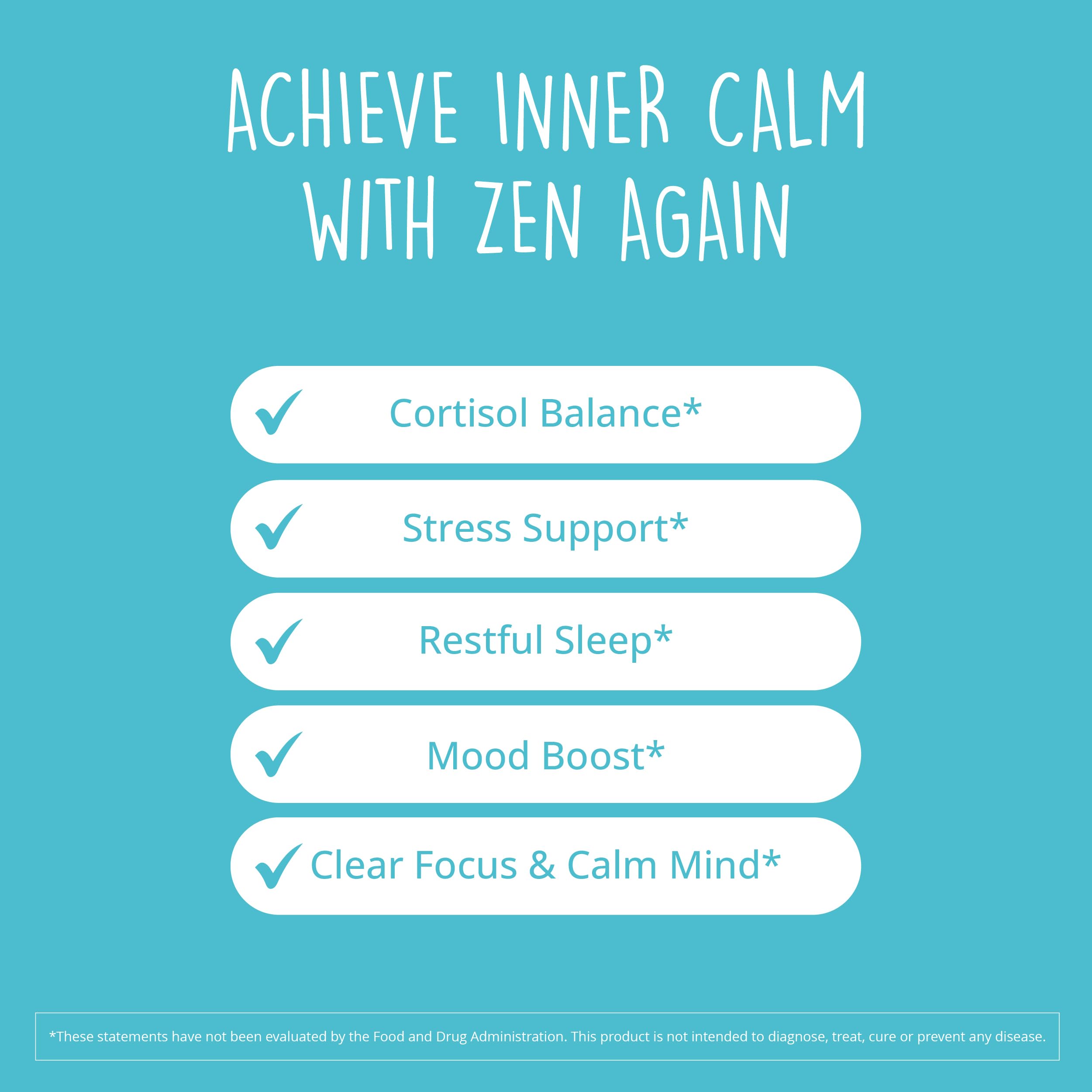 Zen Again capsules sit neatly for quick, easy-to-swallow stress support.