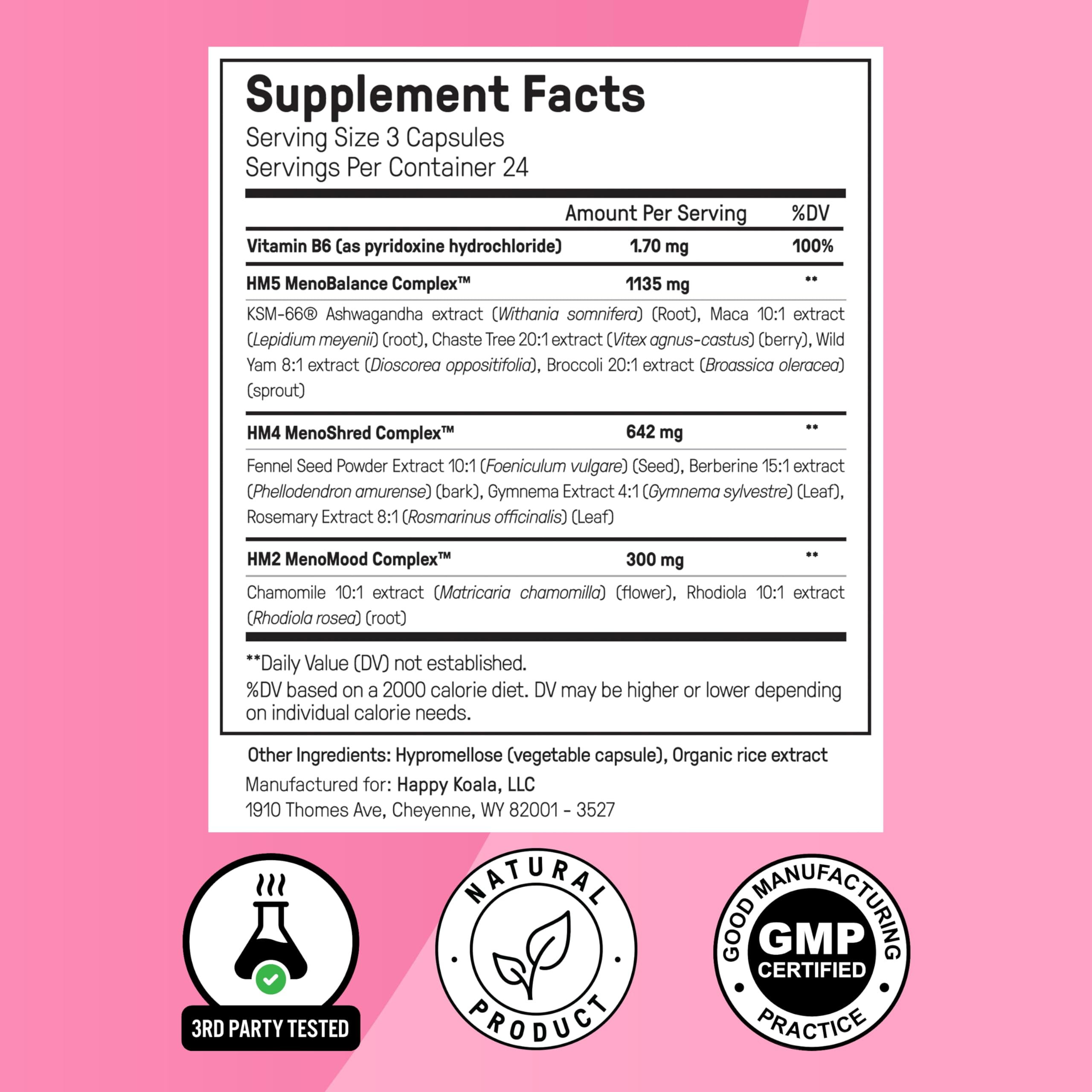 Happy Mammoth Hormone Harmony packaging box highlights natural wellness