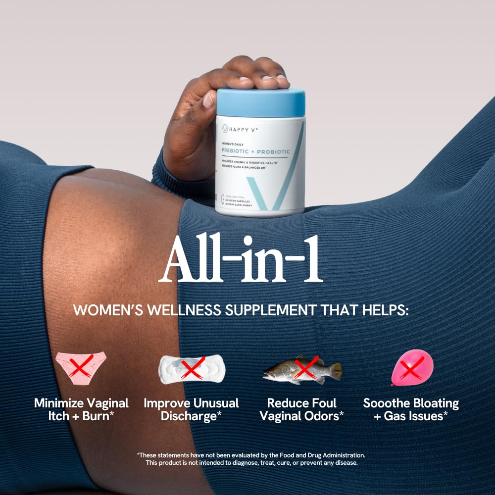 Happy V Dr. Formulated Vaginal Probiotics PreforPro prebiotic graphic detail.
