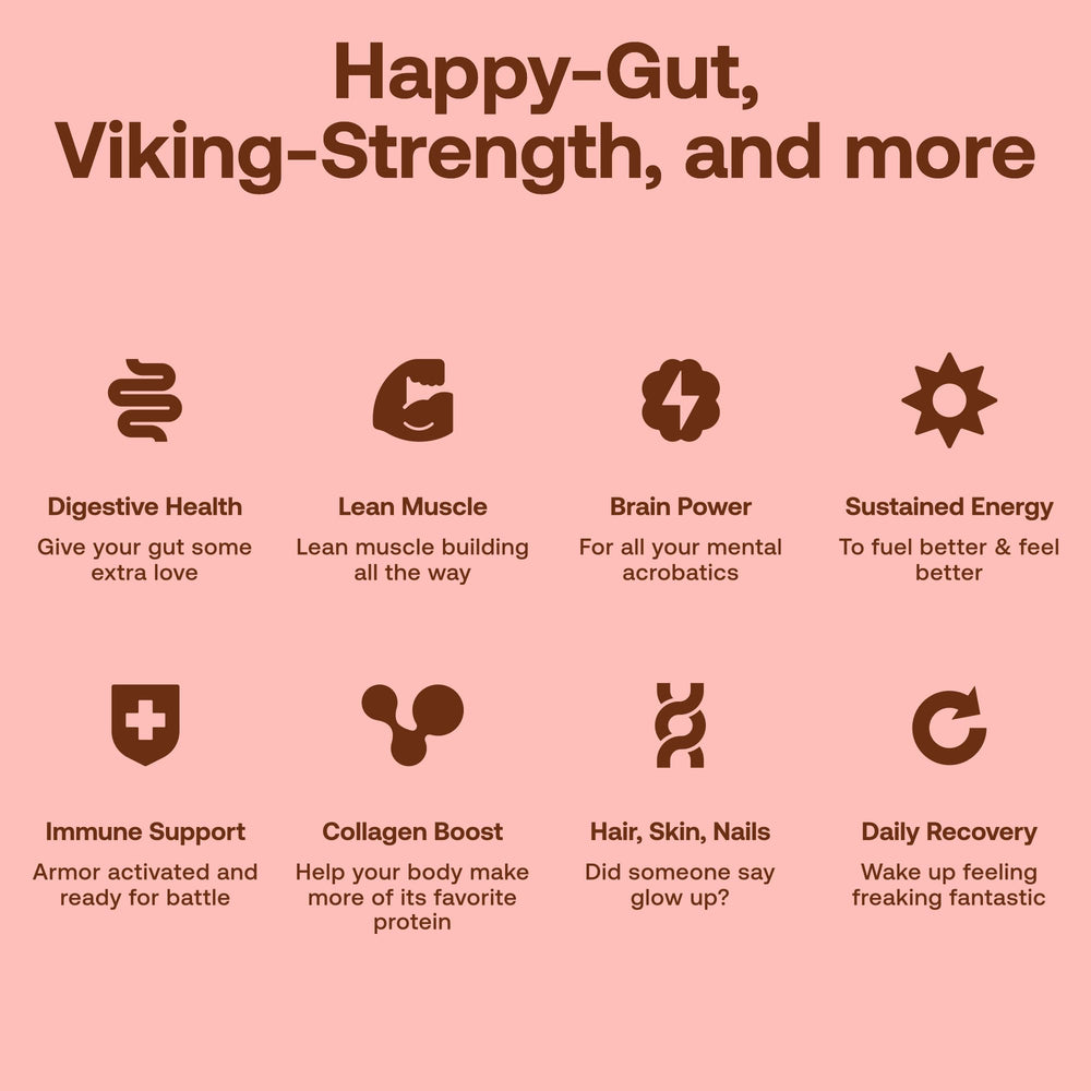 Morning routine with Happy Viking powder added to a shake for a meal substitute