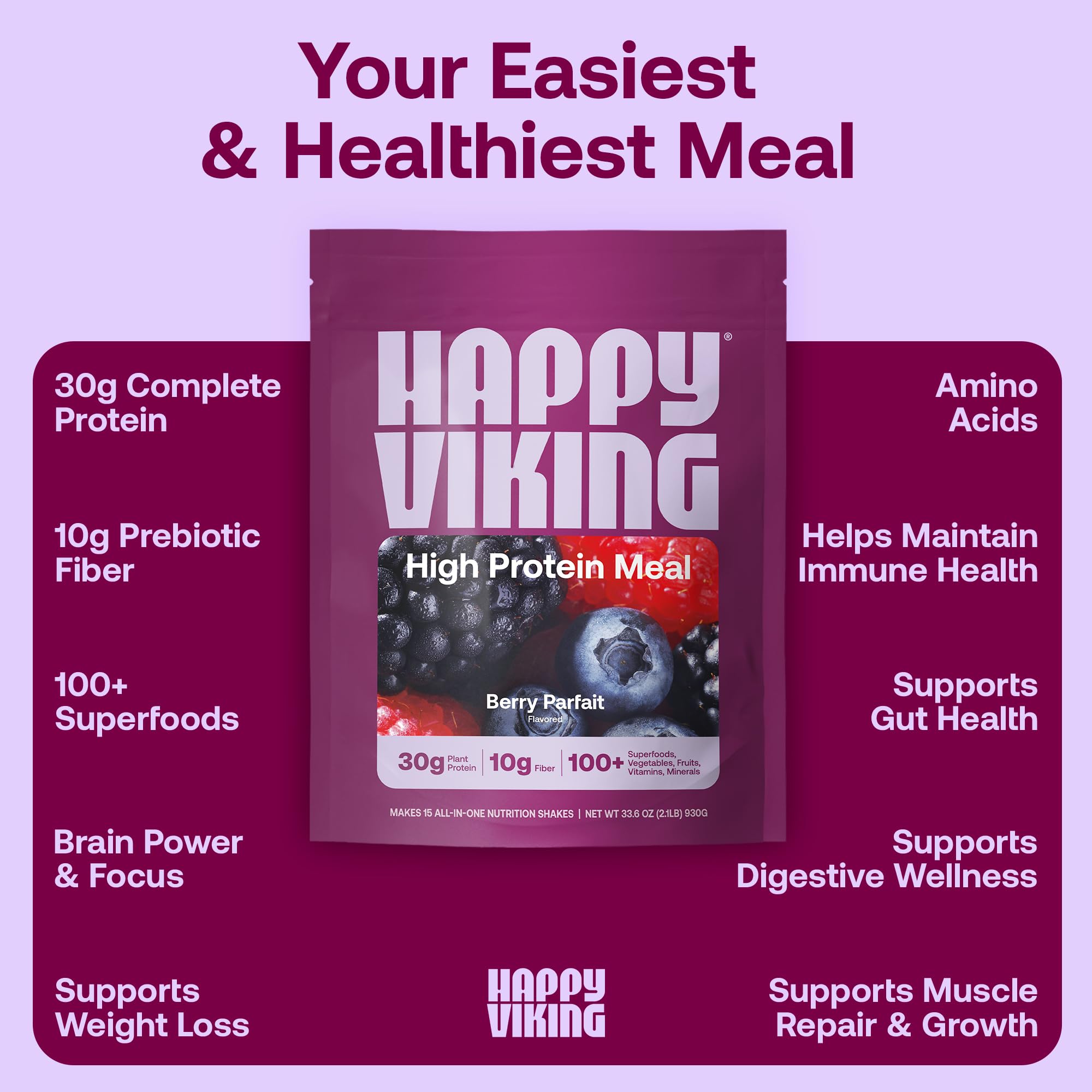 Happy Viking vegan gluten-free ingredients display highlighting clean nutrition