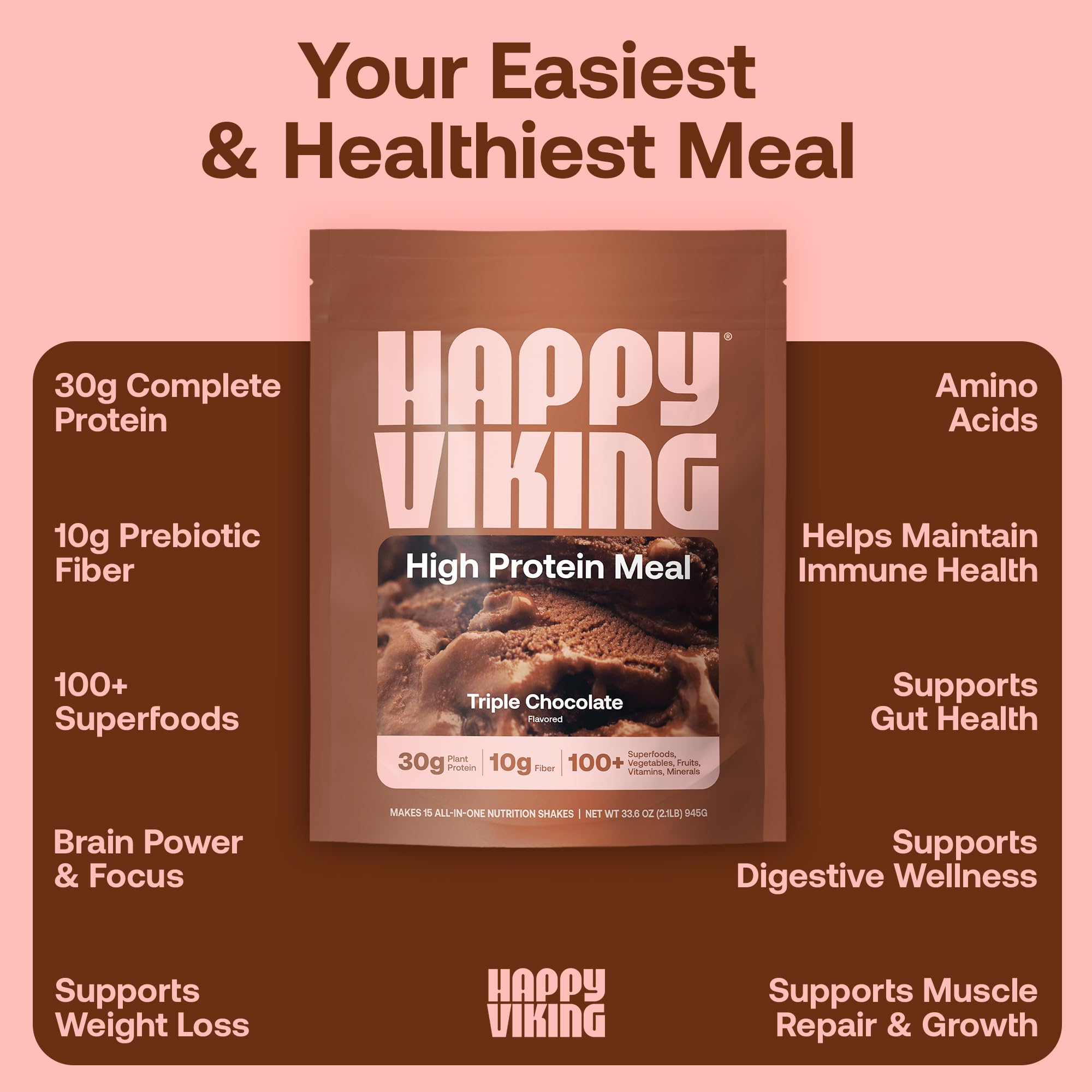 Vegan, non-GMO, dairy-free, soy-free, gluten-free label on Happy Viking packaging