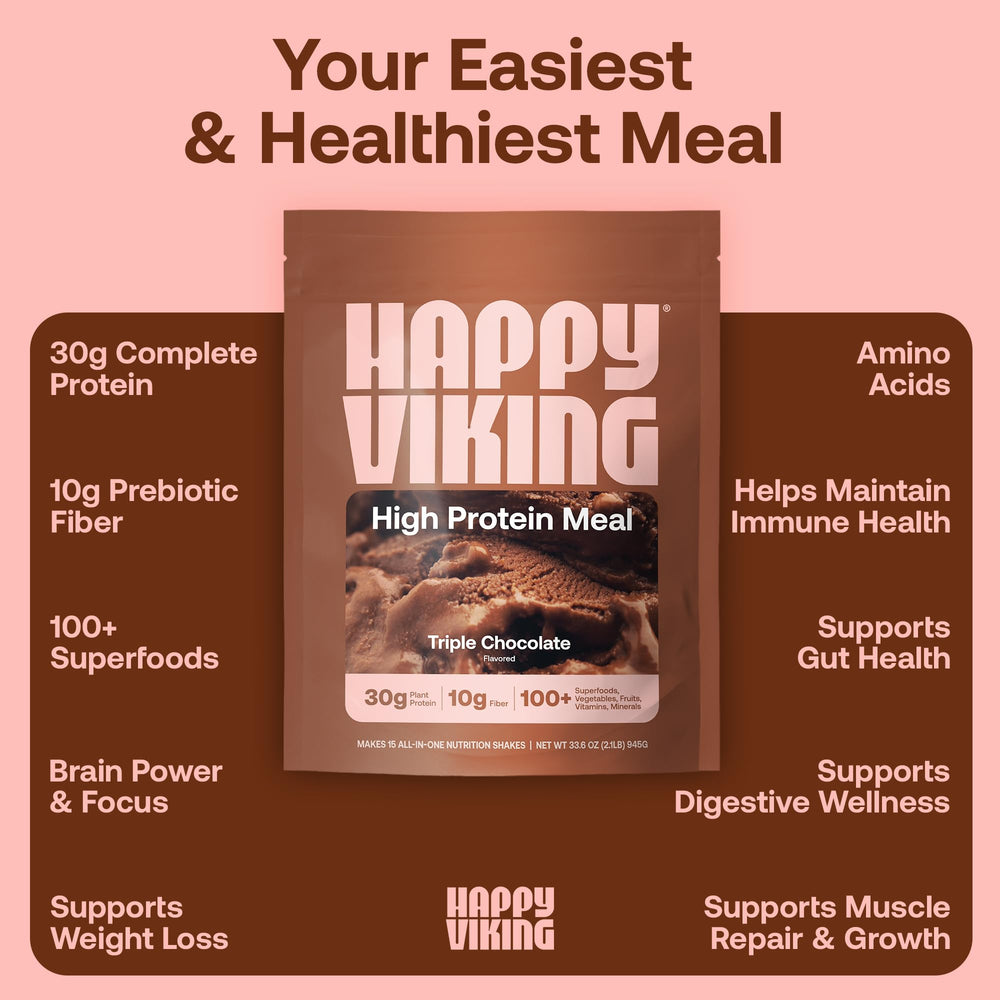 Vegan, non-GMO, dairy-free, soy-free, gluten-free label on Happy Viking packaging
