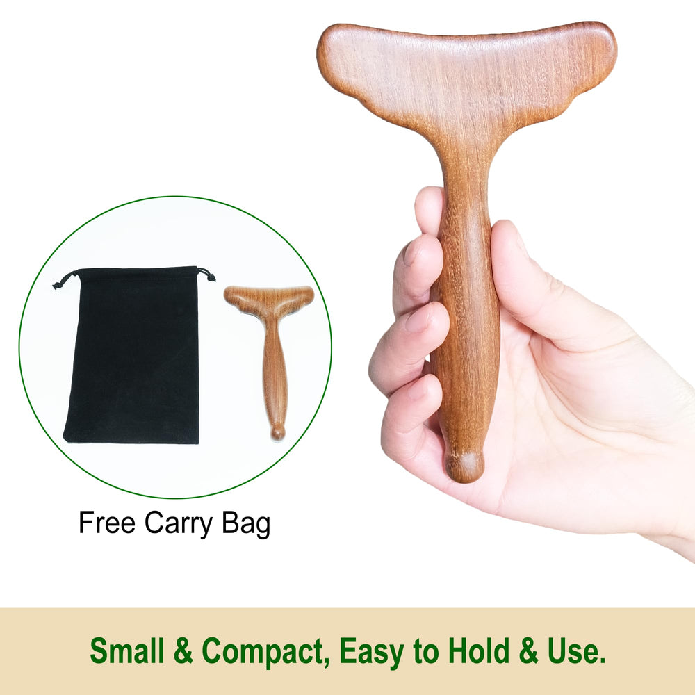 HappyStream wooden gua sha paddle in action on skin for muscle release