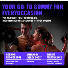 Happyummmm Creatine Gummy gluten-free icon indicates dietary compatibility.