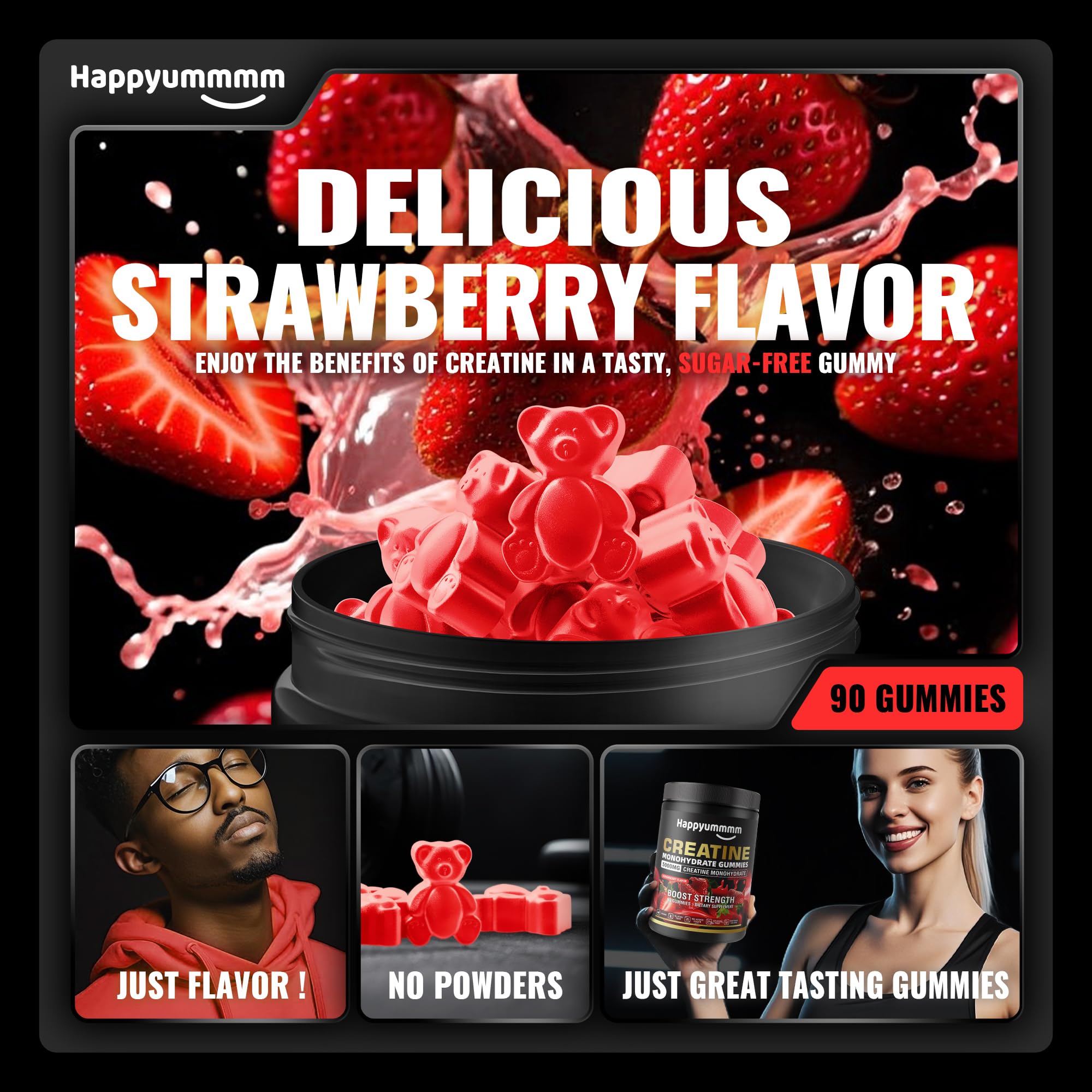Happyummmm Creatine Gummy low-temperature casting preserves creatine content.