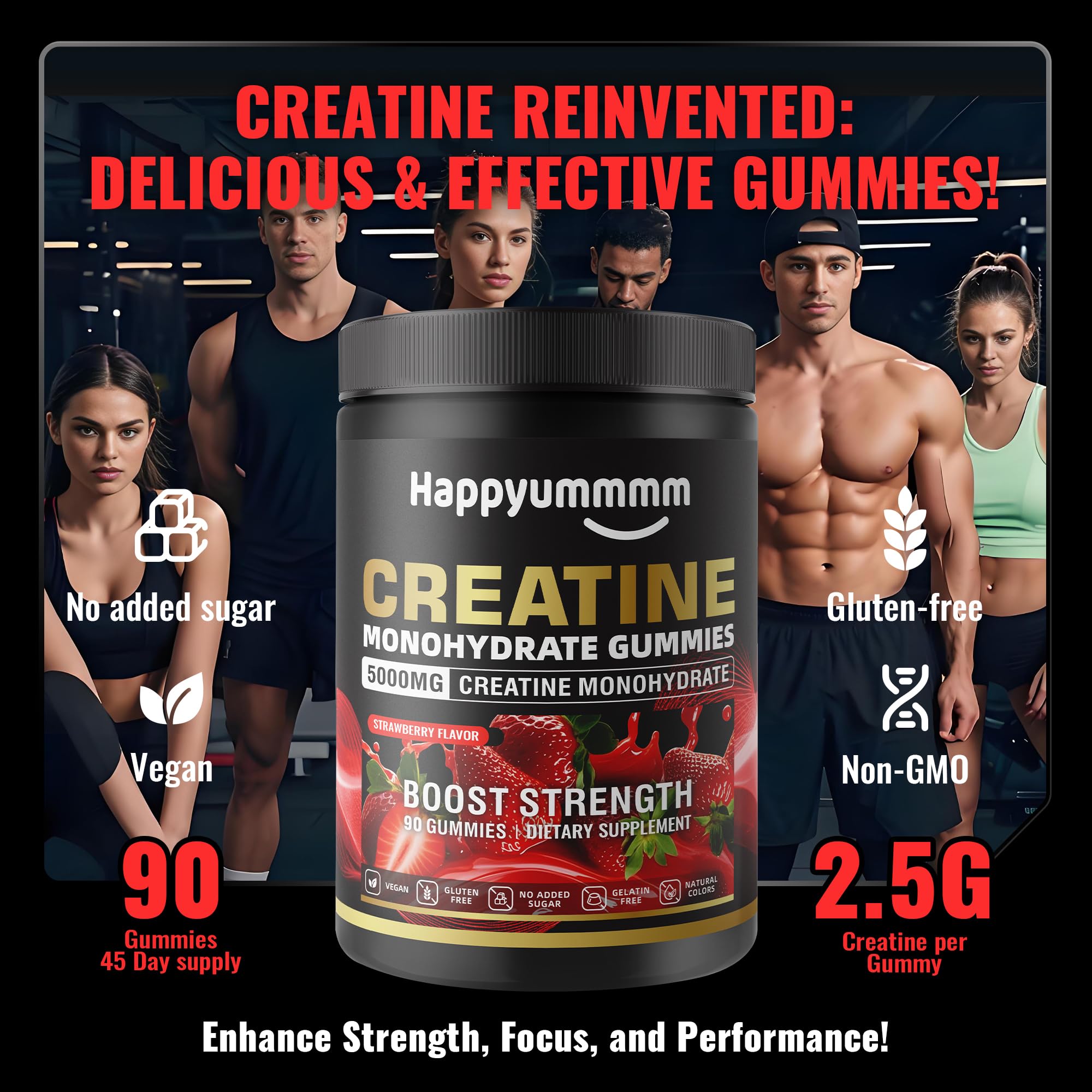 Happyummmm Creatine Gummy NSF-certified seal close-up.