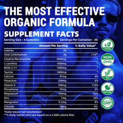 Happyummmm Creatine Gummy vegan symbol visible on packaging.