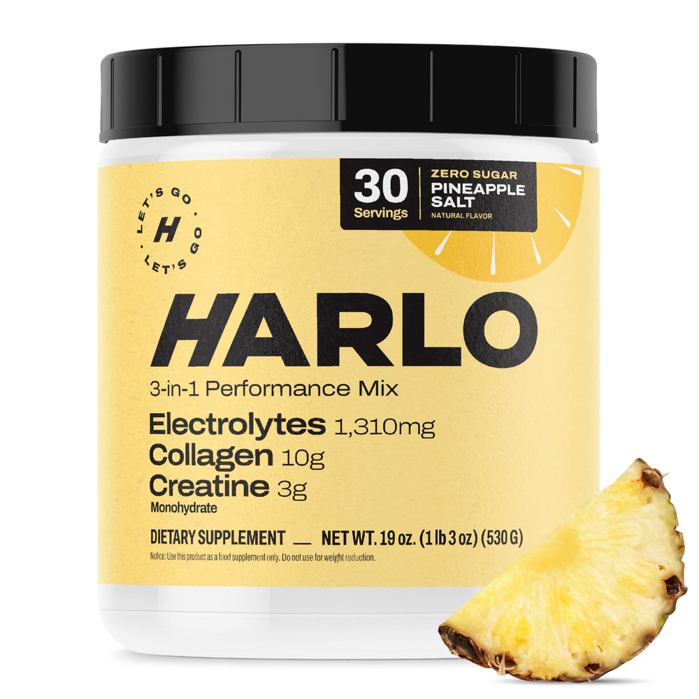 Harlo 3-in-1 Performance Drink Mix bottle for on-the-go hydration.