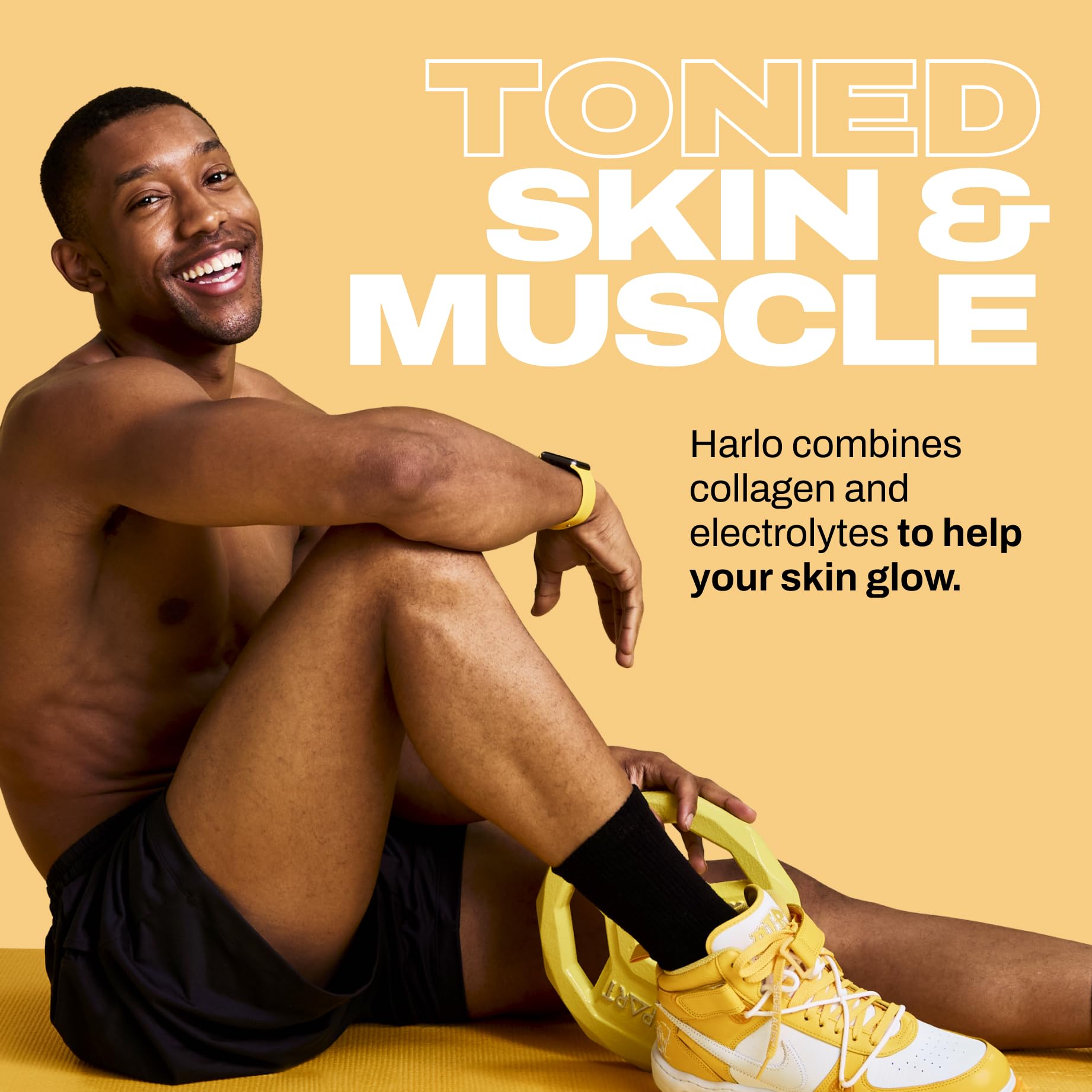 Harlo 3-in-1 on gym bench represents strength and recovery potential.