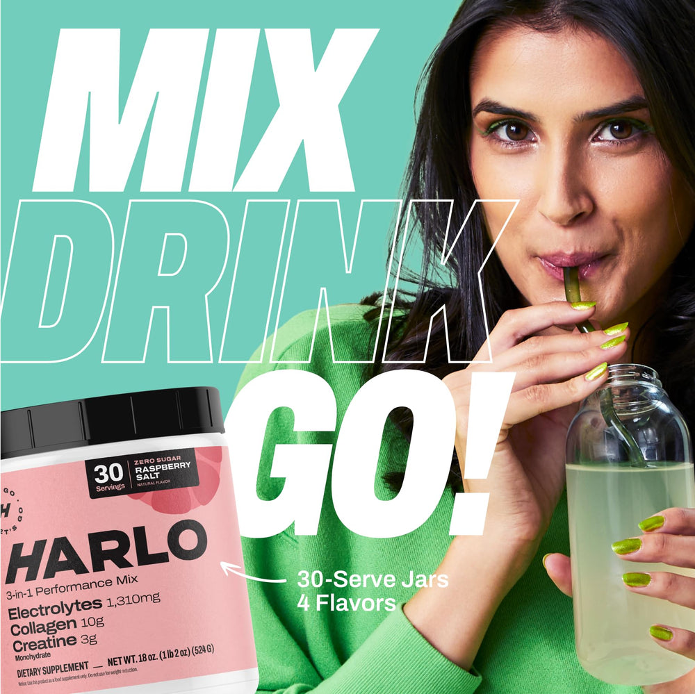 Harlo 3-in-1 bottle labeling communicates transparency and dosage.