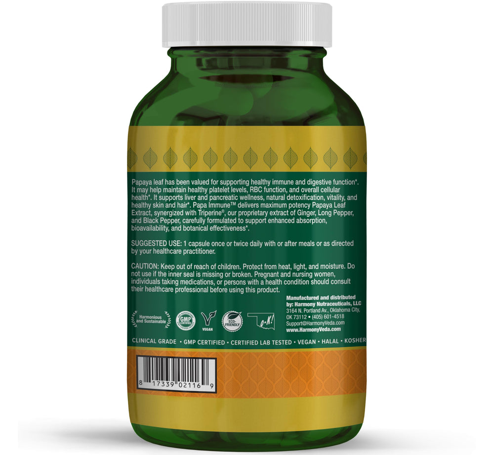 Harmony Nutraceuticals back packaging with supplement facts and certifications