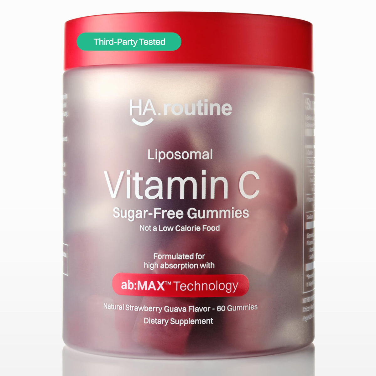 Haroutine liposomal vitamin C gummies bottle front with eco-friendly packaging for on-the-go support