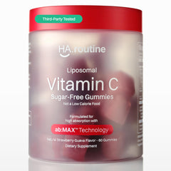 Haroutine liposomal vitamin C gummies bottle front with eco-friendly packaging for on-the-go support