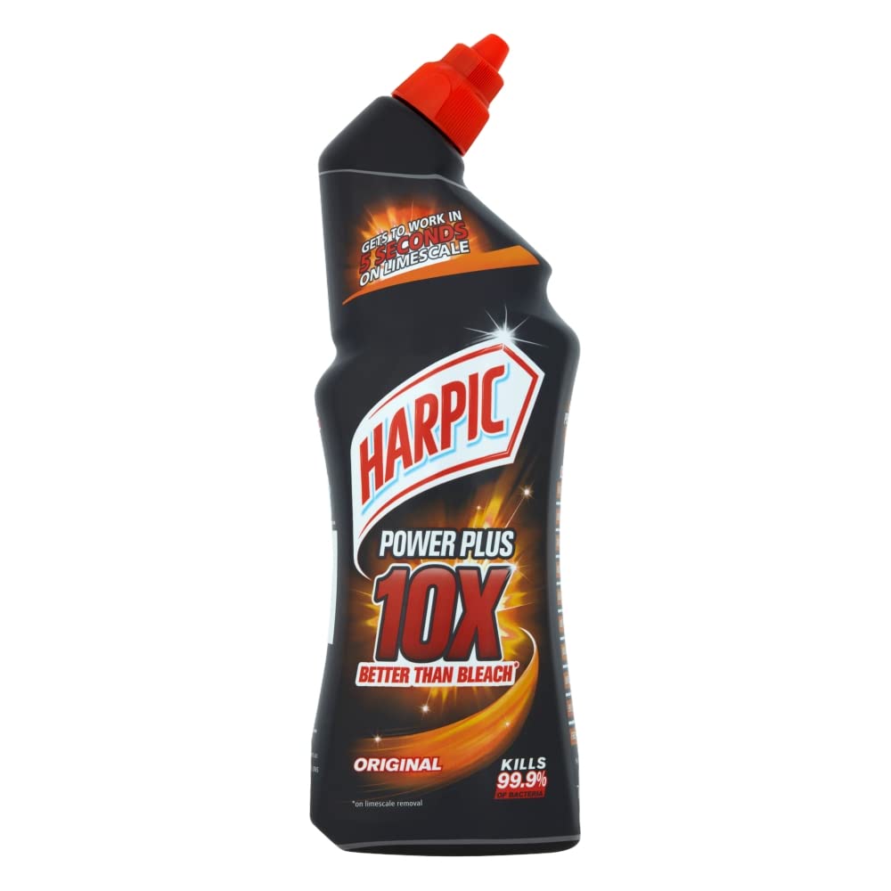 Harpic Power Plus bottle close-up for efficient home cleaning.