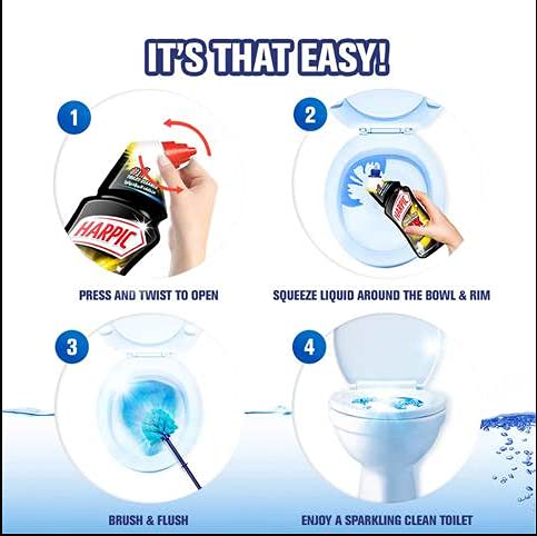 Harpic Power Plus after cleaning on counters shows improved cleanliness.
