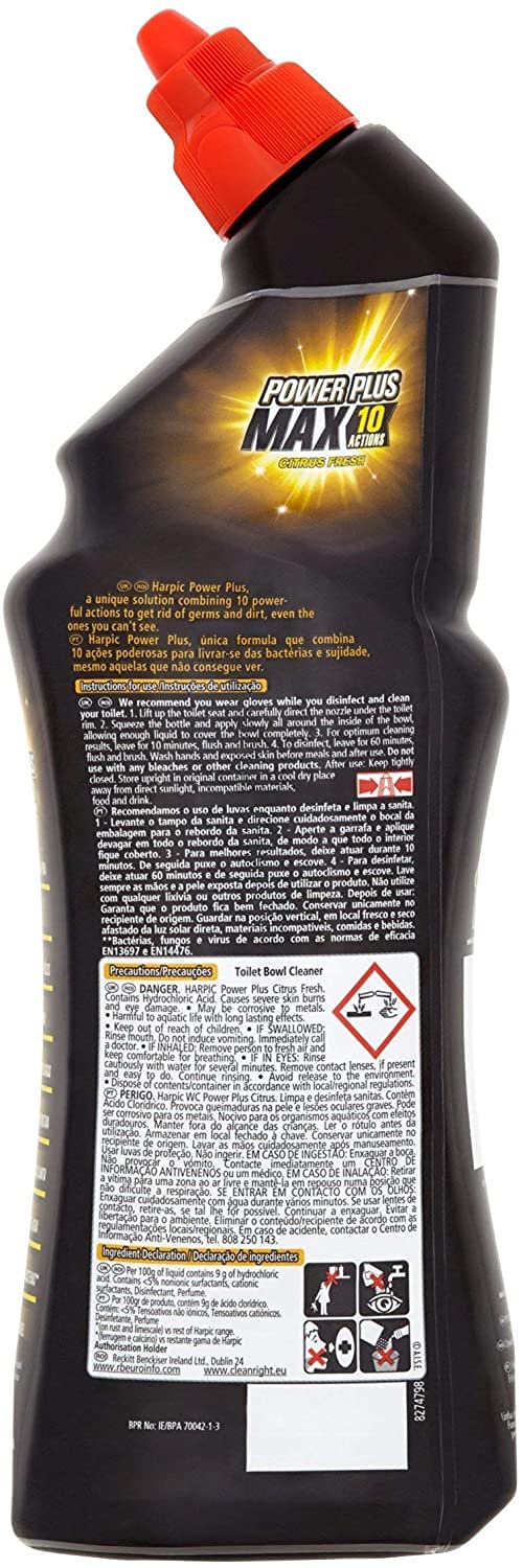 Harpic Power Plus on a kitchen sink for sparkling surfaces.