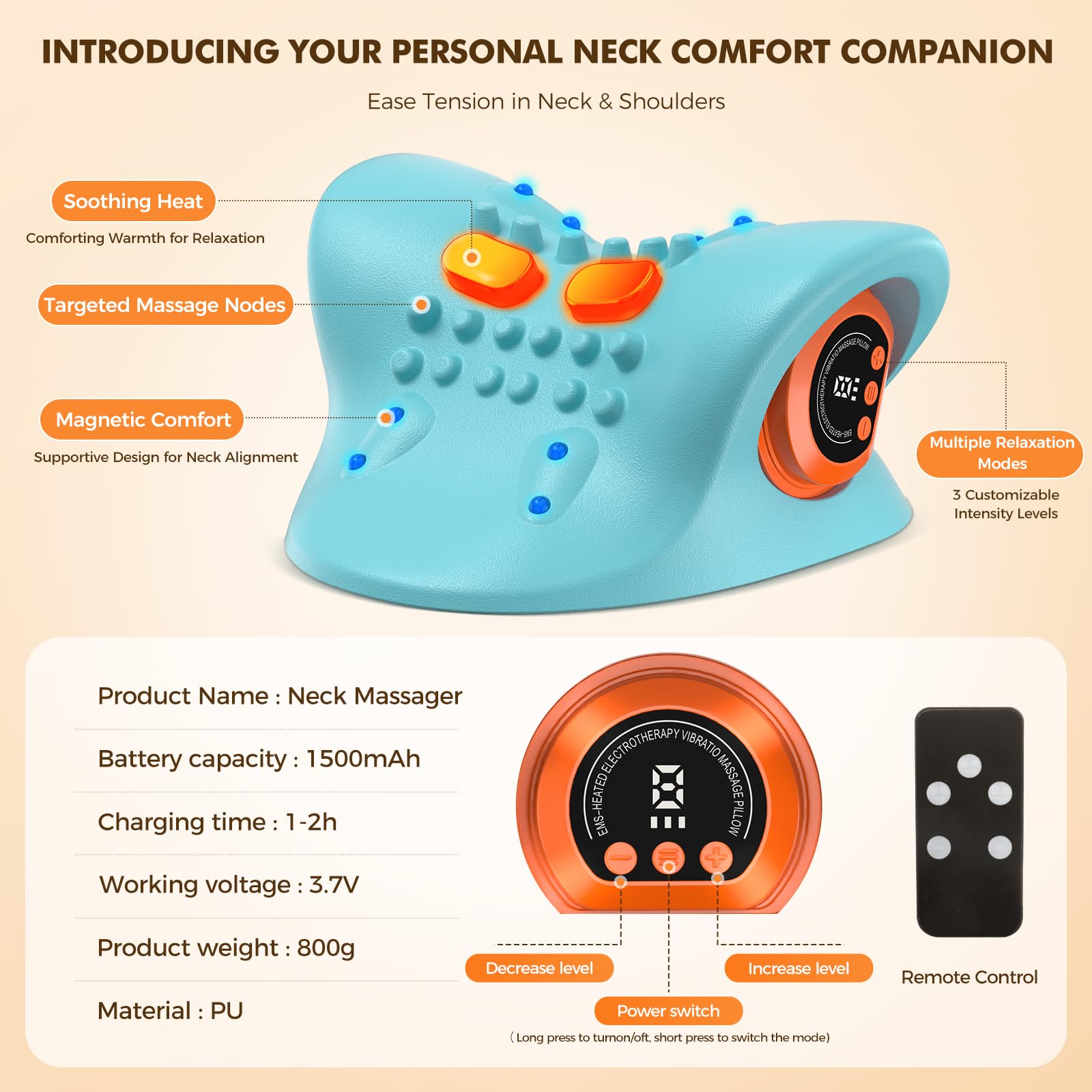 Adaptive comfort contour hugs different neck shapes for steady support.