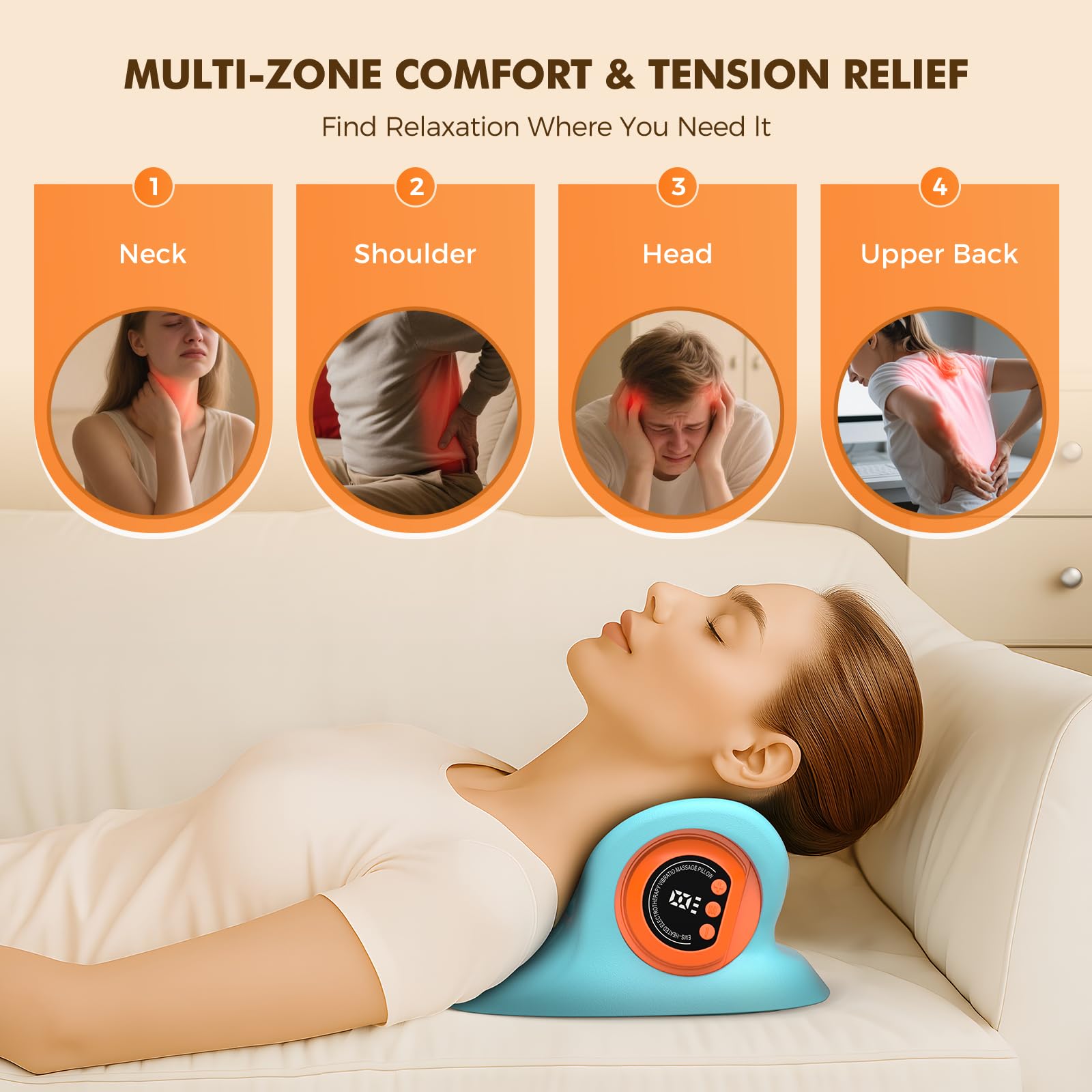 Compact HarrFlow neck massager portable for on-the-go use.