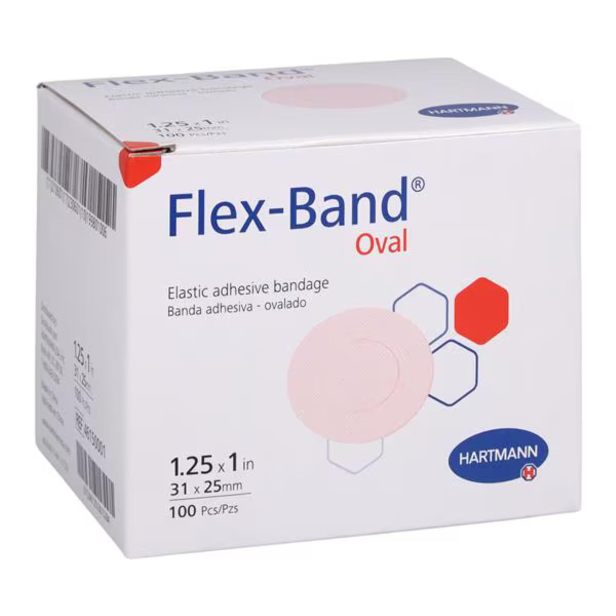 Bandas Flex-Band Oval de Hartmann H, paquete de 100, ajuste cómodo para contornos y heridas menores.