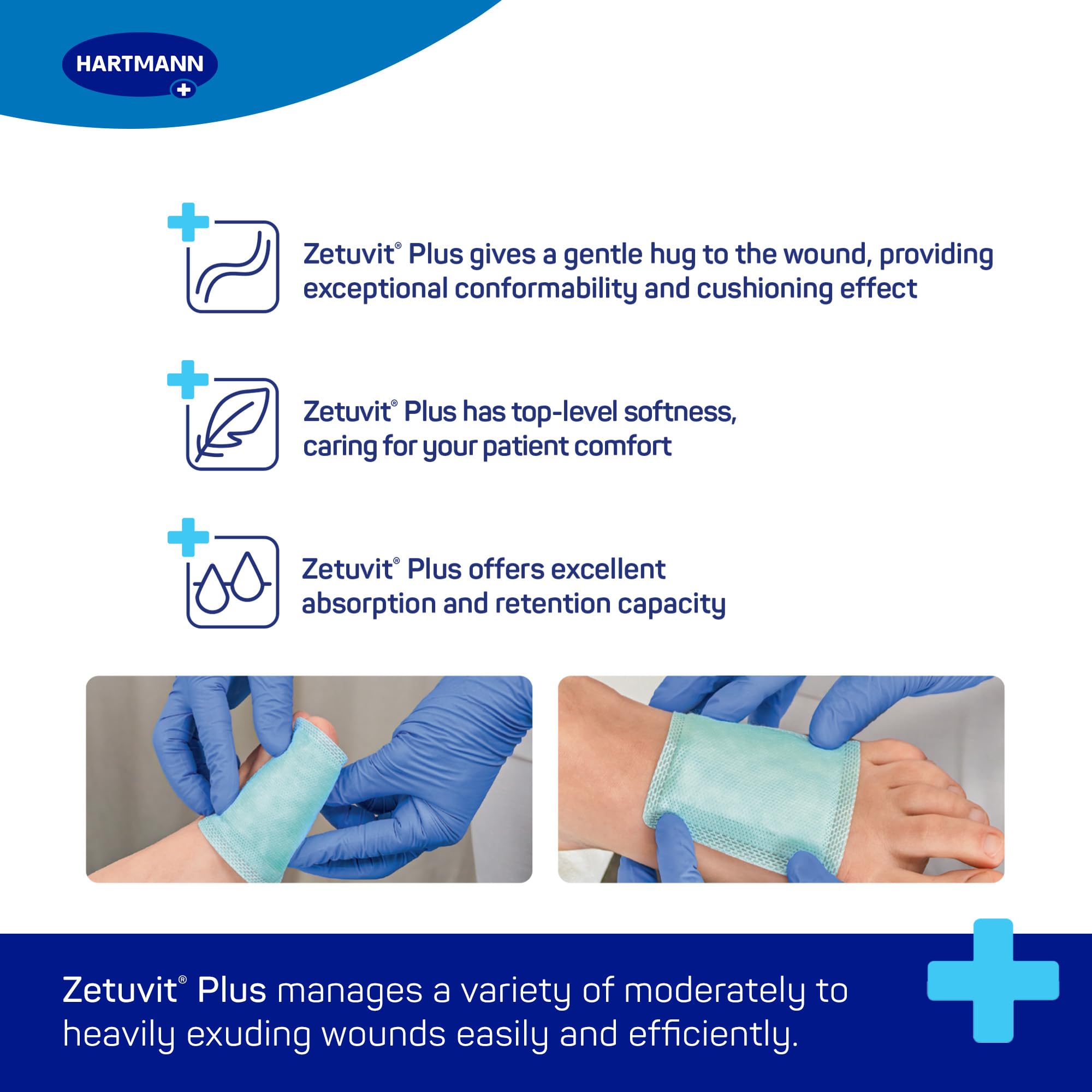 Hartmann Zetuvit Plus sterile dressing packaging for reliable use