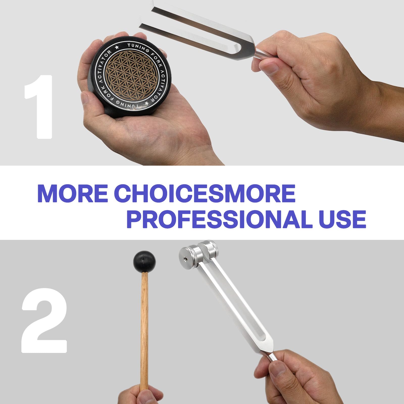 Hatilp tuning fork activator for tabletop use
