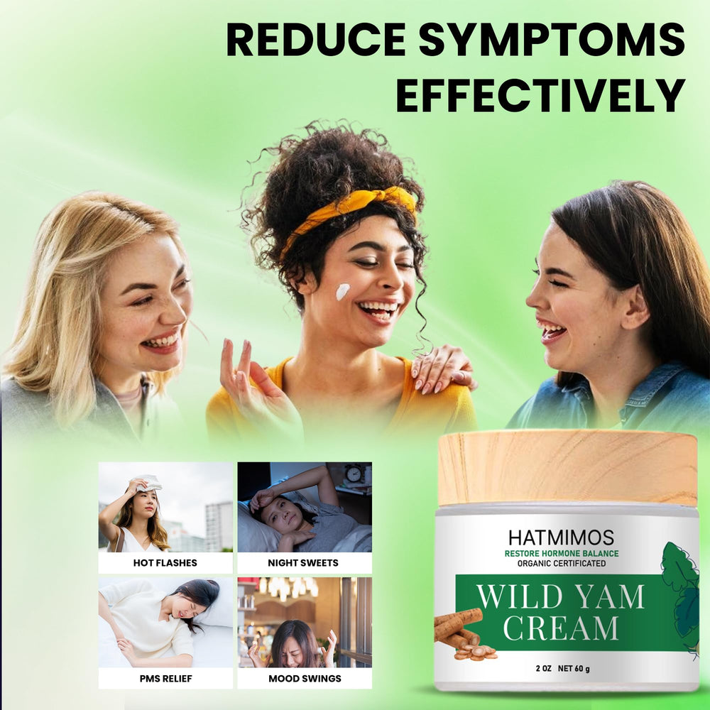 HATMIMOS Wild Yam Cream box front displays branding and product concise purpose.