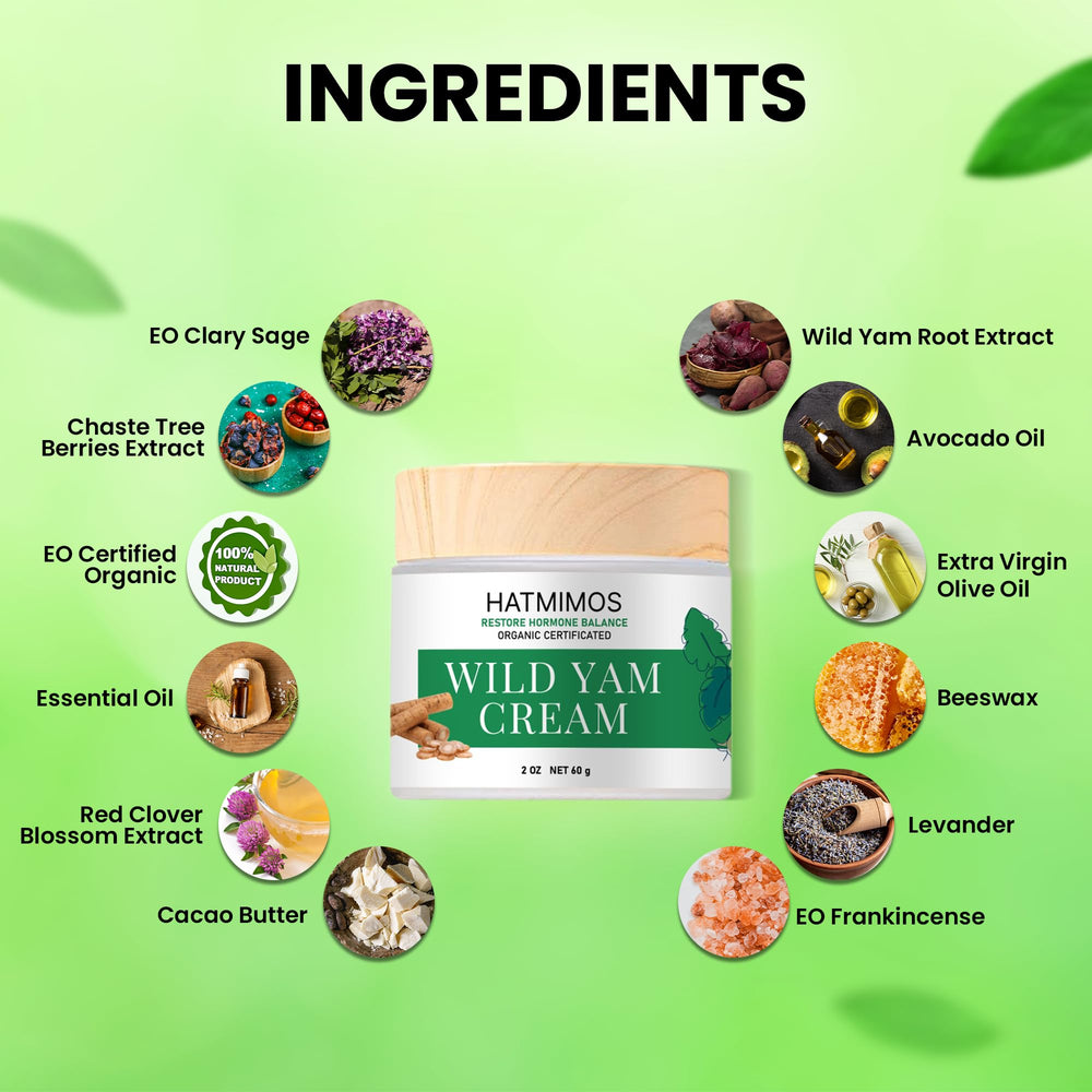 HATMIMOS Wild Yam Cream skin application shows easy massage and quick absorption.