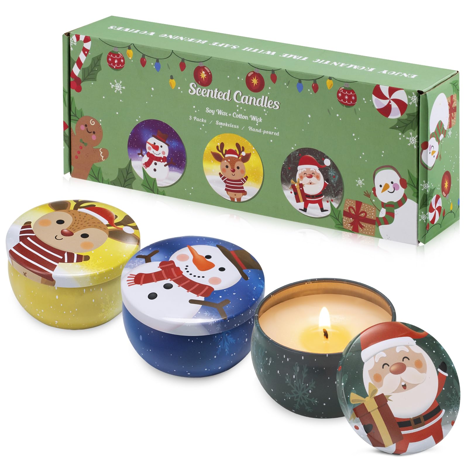 Hausware Apple Cinnamon tin candle for a cozy, inviting living room ambiance.