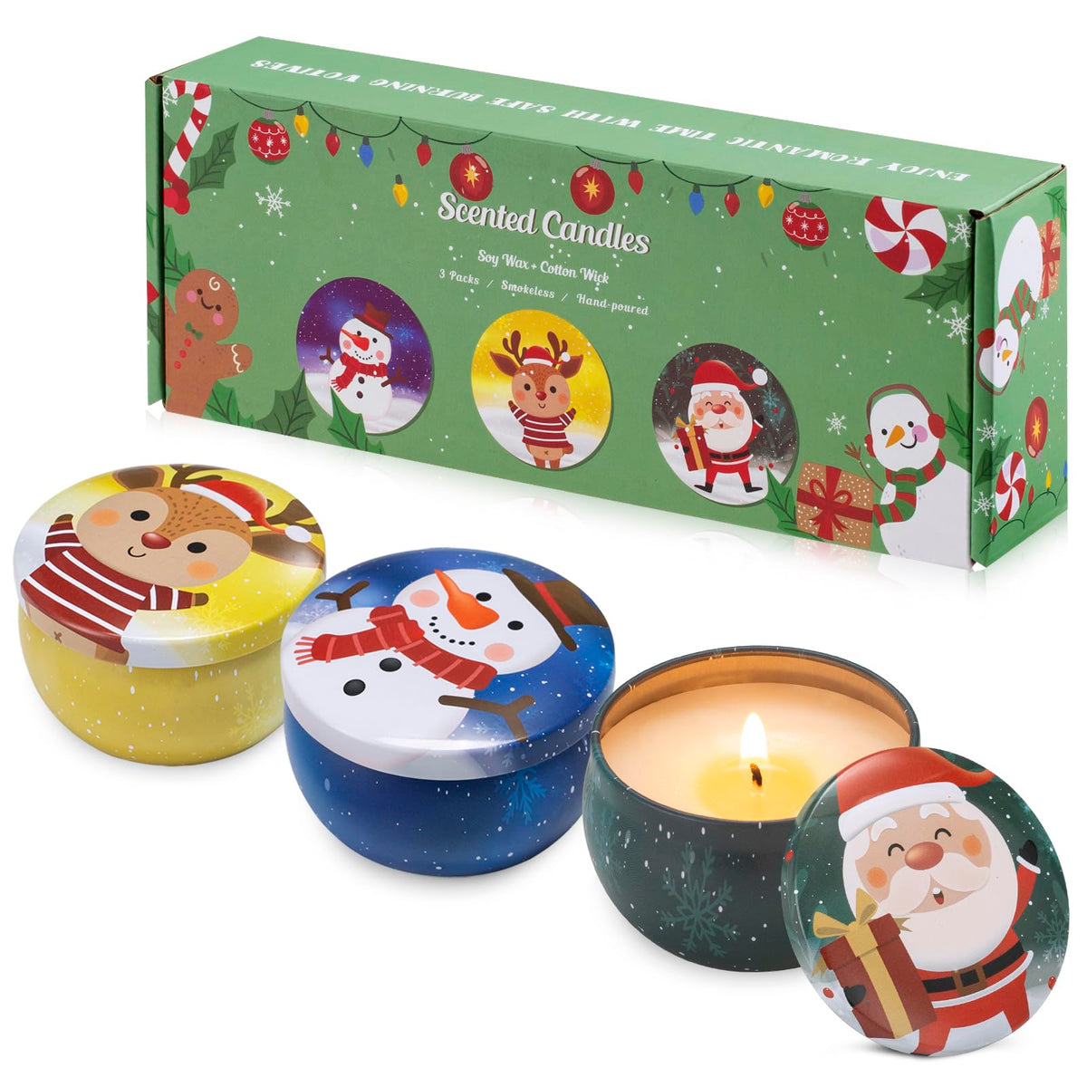 Hausware Apple Cinnamon tin candle for a cozy, inviting living room ambiance.