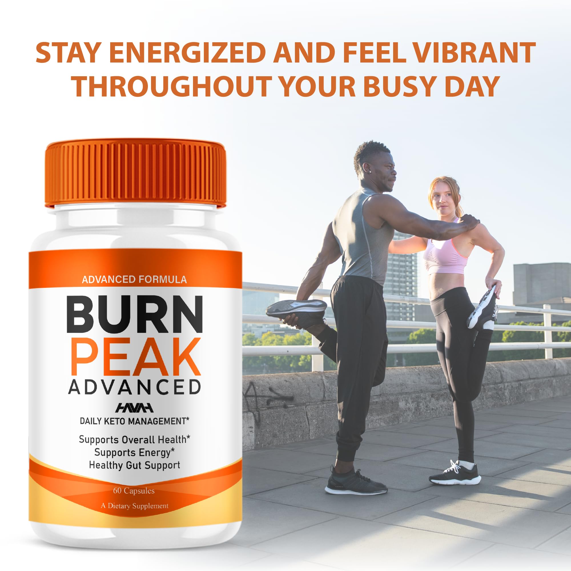 Havah Burn Peak health supplement label close-up for overall wellness.