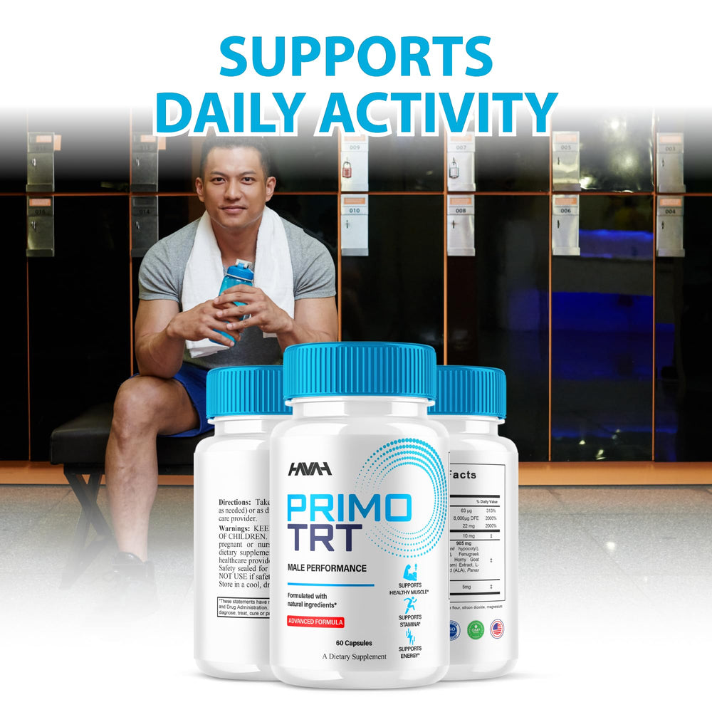 Havah Primo TRT active lifestyle use case with bottle and gear.