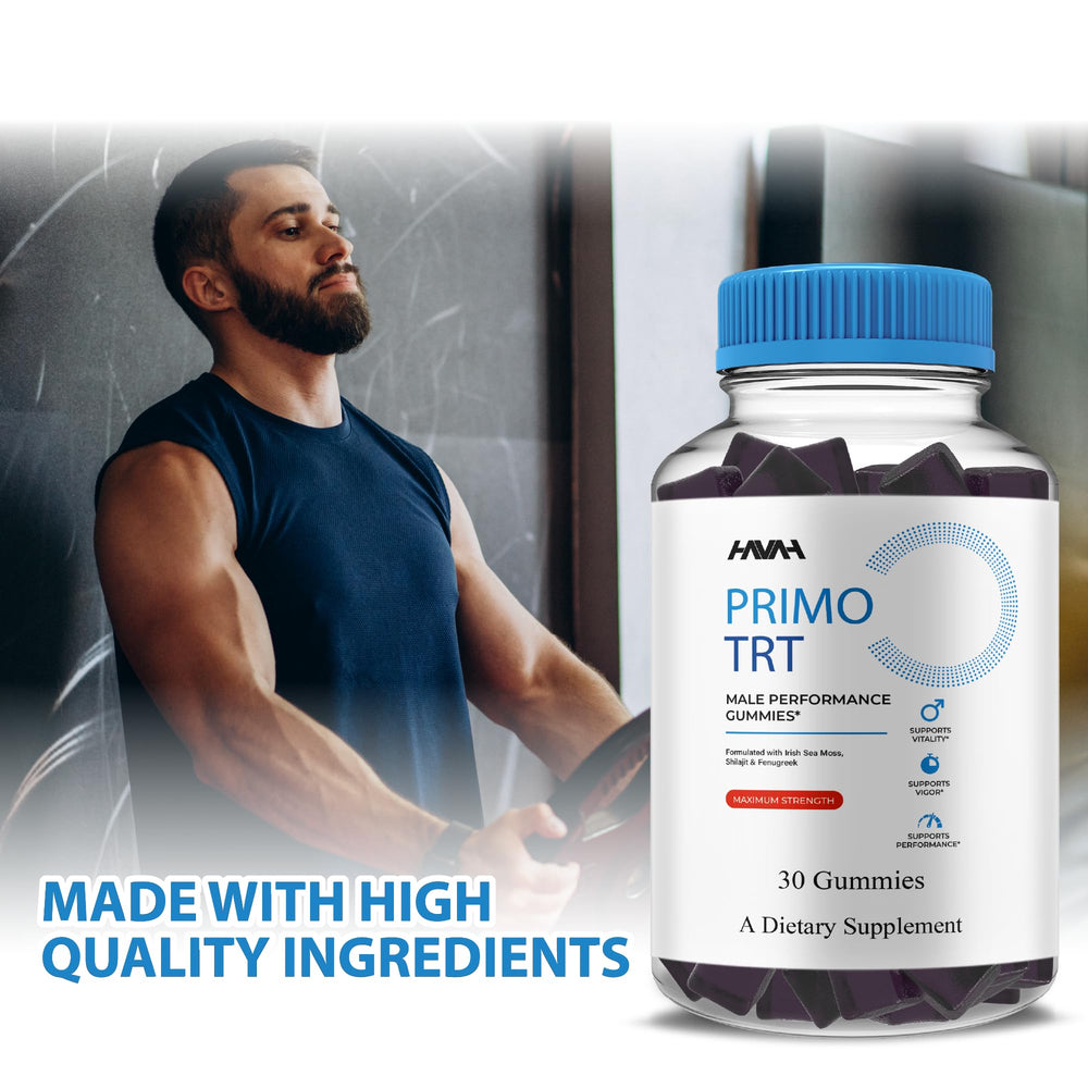 Havah Primo TRT dispensing jar illustrating organized daily dosing.