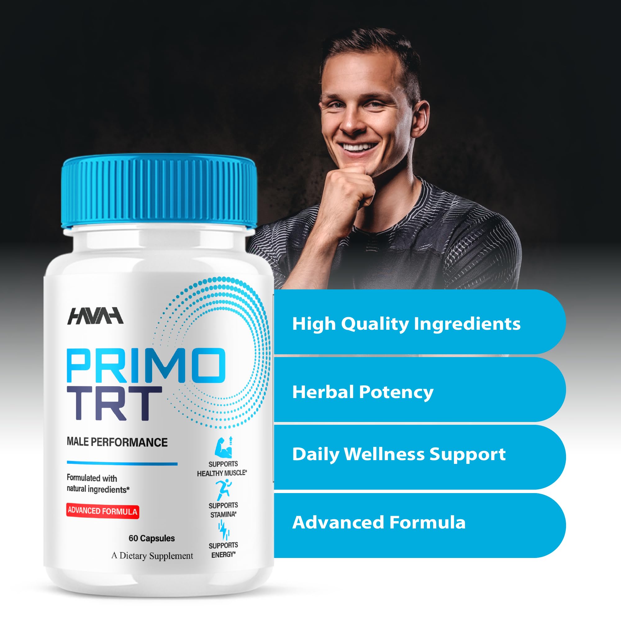 Havah Primo TRT serving on table demonstrates simple once-daily routine.