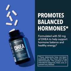 HAVASU DHEA 50mg label detail confirms vegan, non-GMO formulation.