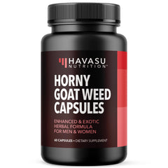 Havasu Horny Goat Weed Capsules bottle shows the herbal blend for everyday stamina