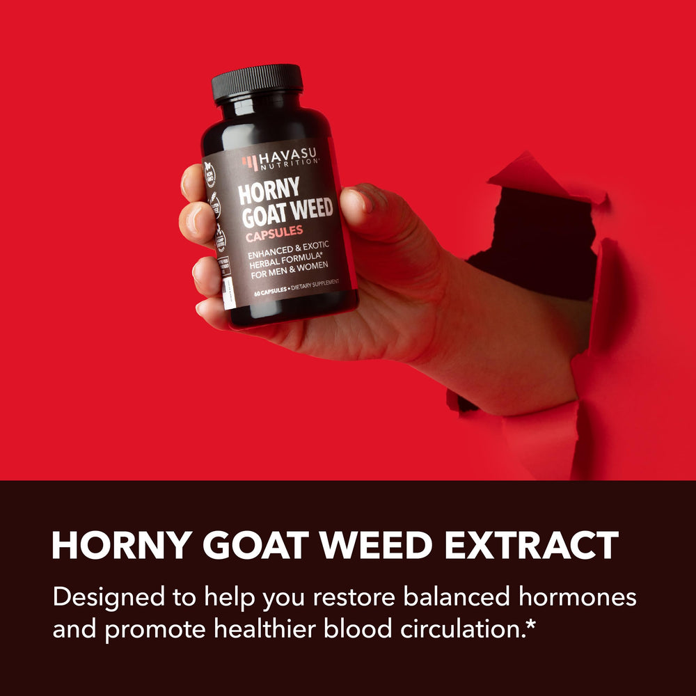 Havasu Horny Goat Weed capsules outside-pack indicating 1-month supply convenience