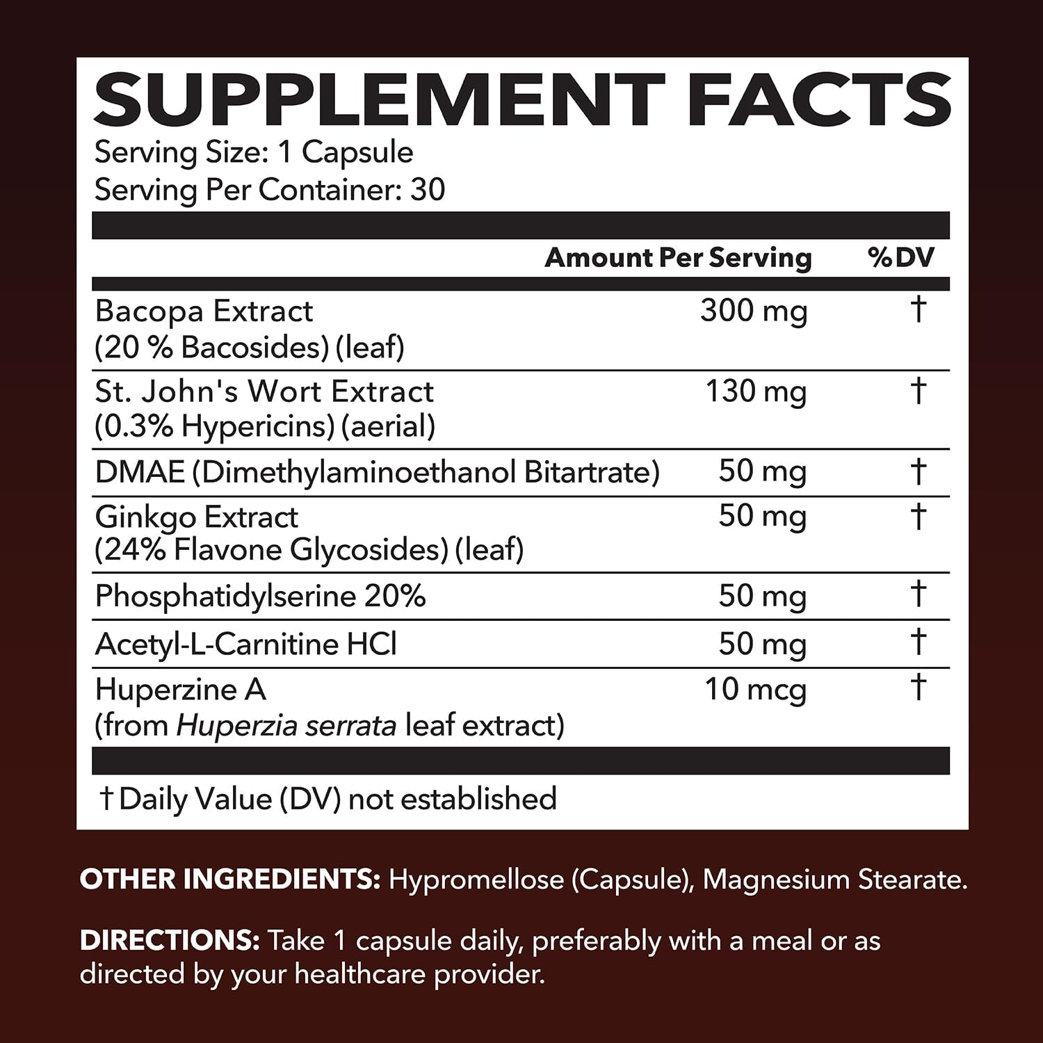 HAVASU NeuroIGNITE bottle-label highlighting Bacopa and St. John’s Wort for memory support.