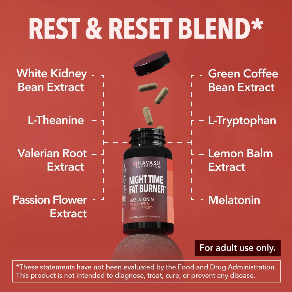 Havasu Night Time Fat Burner melatonin segment communicates sleep support