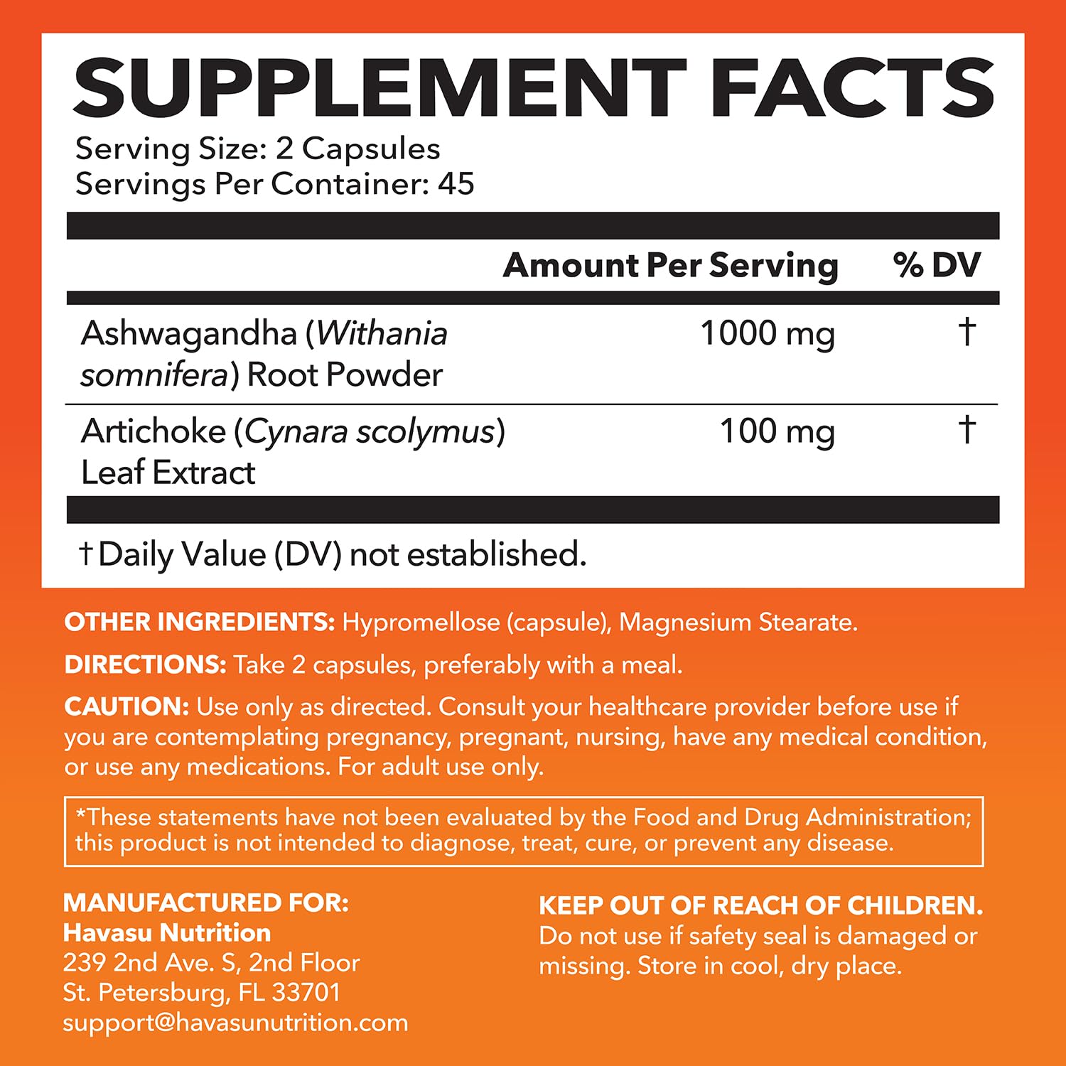 HAVASU NUTRITION Ashwagandha capsules ready for daily energy and calm.