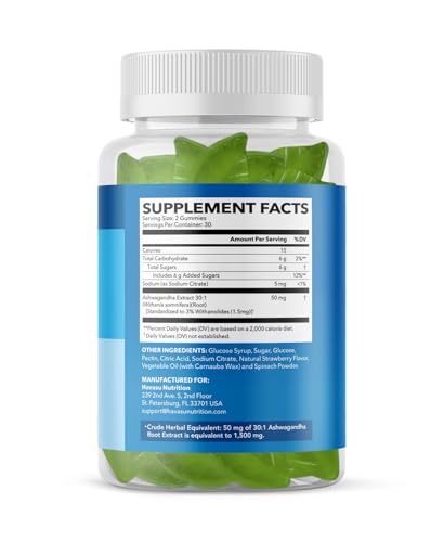 HAVASU NUTRITION Ashwagandha Gummies bottle close-up highlighting calming mood and focus