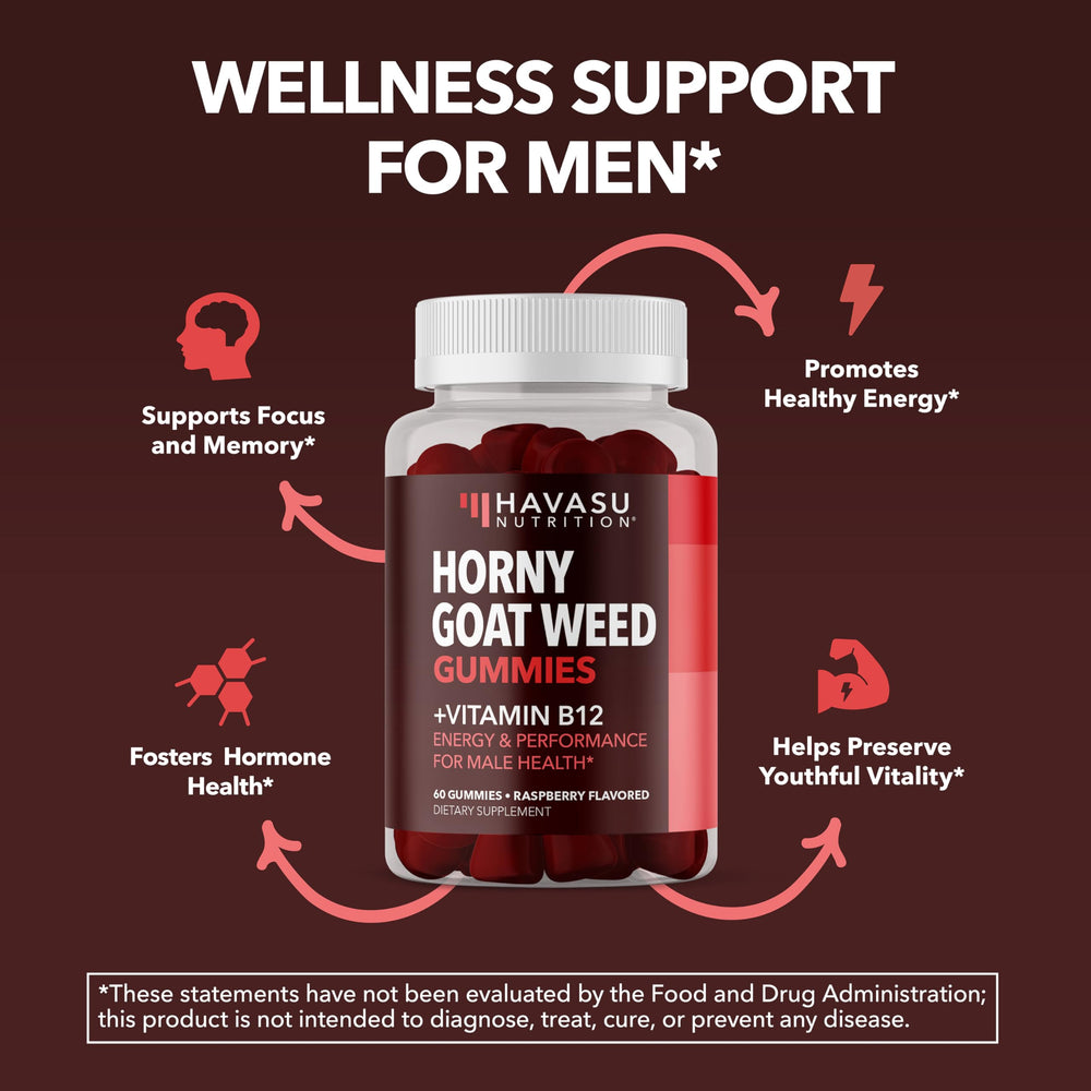 HAVASU Nutrition Vitamin B12 gummies raspberry bottle for mood and energy support.