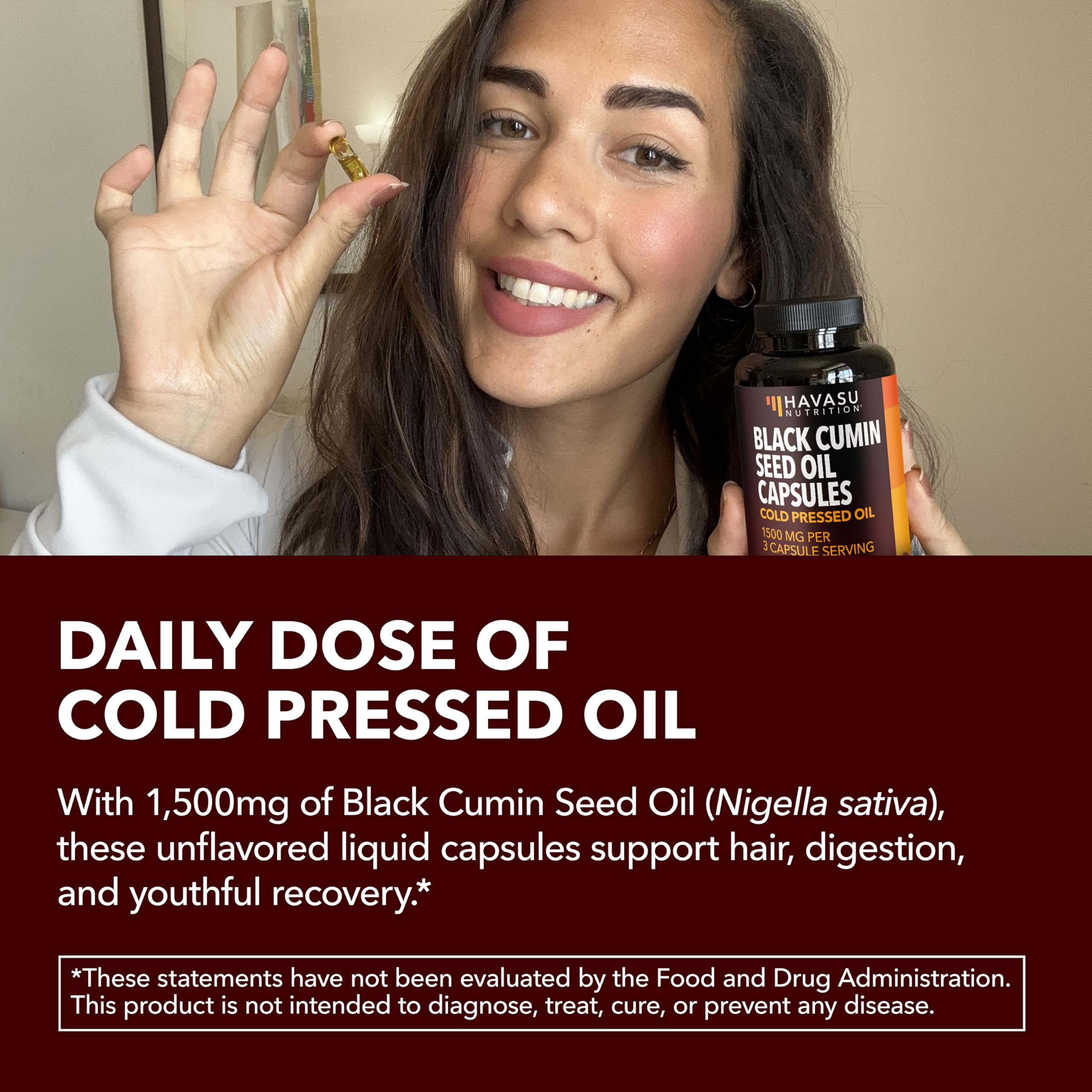 HAVASU NUTRITION Capsules bottle label shows 1500mg concentration for targeted daily use.