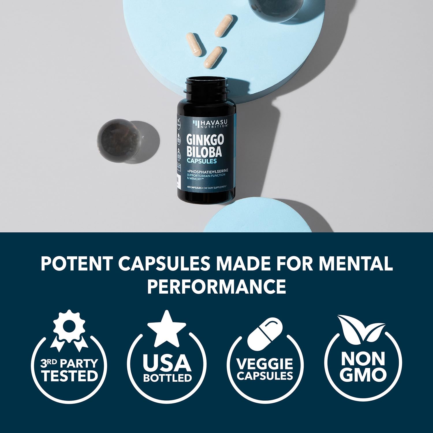 HAVASU NUTRITION bottle with caps off to show easy dosing