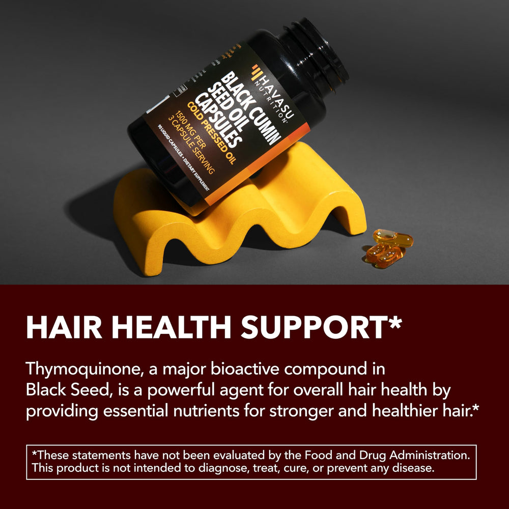 HAVASU NUTRITION Capsule bottle beside smoothie bowl illustrating skin and hair health support.
