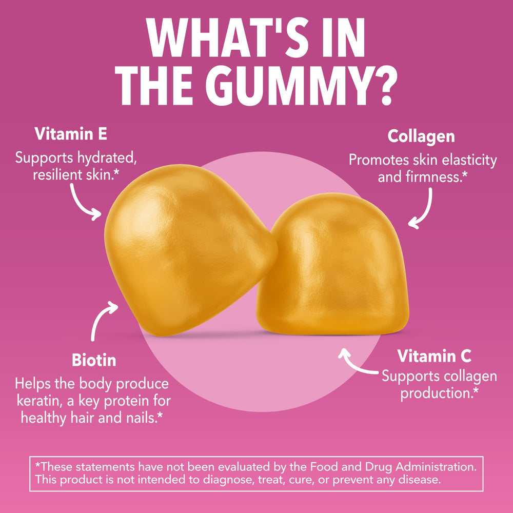 HAVASU Nutrition Collagen Gummies vitamin C and E icons signaling wellness support.