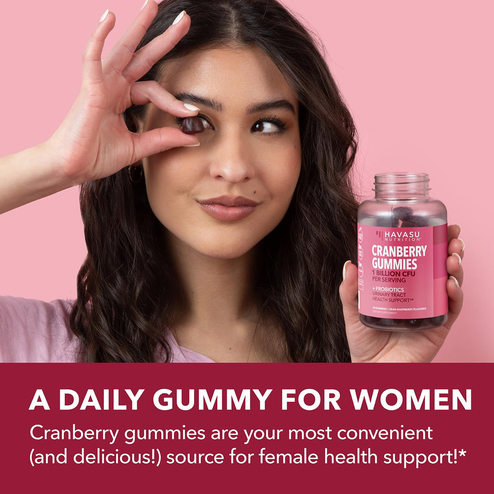 Ingredients list emphasizes probiotic strains and cranberry extract for bladder balance.
